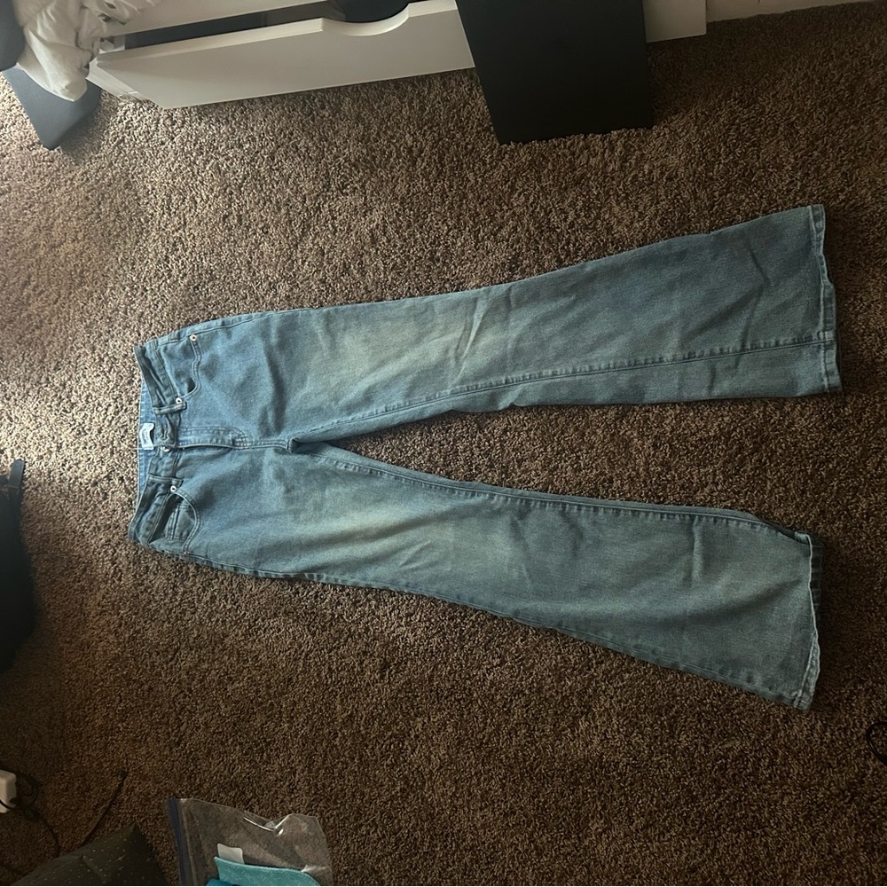 Blue Flare Wide Leg Jeans